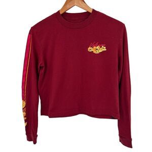 Volcom dark red long sleeve cropped tee size xsmall